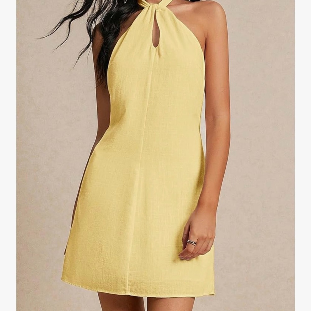 Linen Yellow Halter Dress